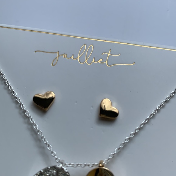 Juilliet "Love Reflects Love" Silver Plated Gold Tone Necklace and Earrings Set - Picture 4 of 11